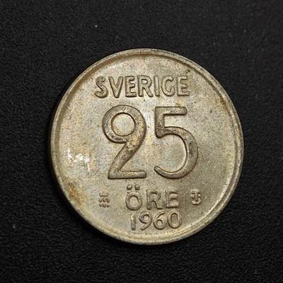 【淘币小摊】实时拍第八百零二拍   散币场   满百包邮可预留二周 每周一统一发货   - 瑞典1960年25欧尔银币