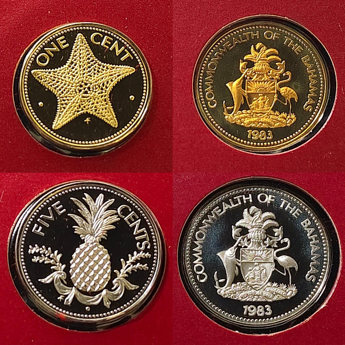 【全场包邮】纯粹捡漏拍479场（免费代拍第16场） 【稀少】巴哈马群岛1983年独立十周年纪念版官方精制套币-盒证全-量1009