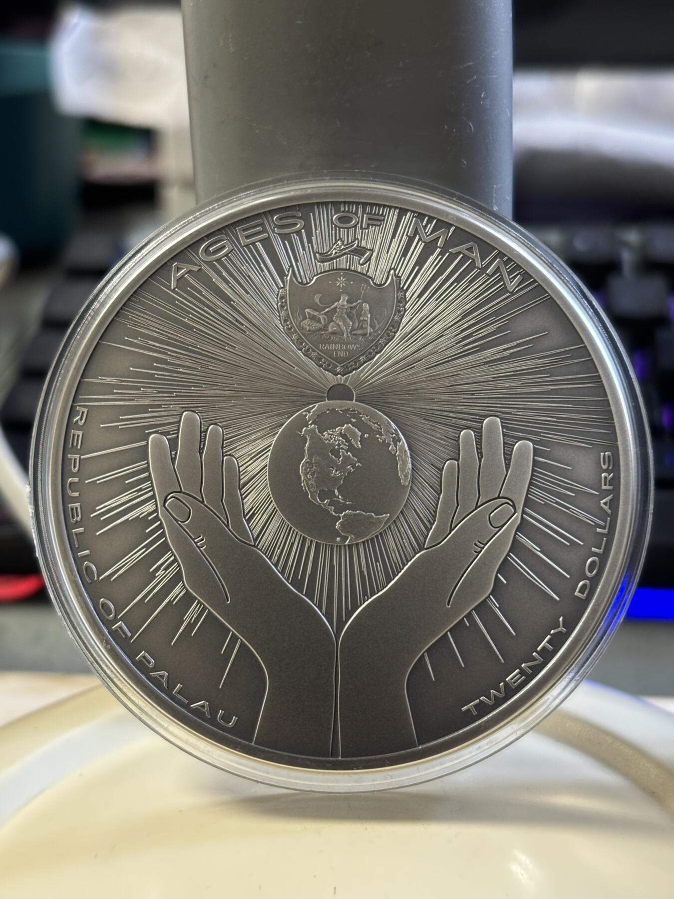 第182期拍卖 帕劳2021年人类创造世界系列1阿兹特克五太阳3盎司银币，999银，发行333枚