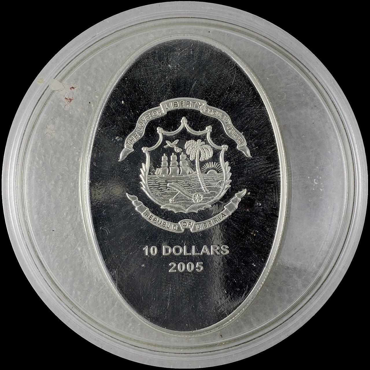 【雨安】【直播拍卖】【世界币章115期-裸币】2025-11-21 周五 19:30 保真 [现代钱币] Liberia 利比里亚 5元 2005年 我们有教宗了 异形彩银镶嵌银币