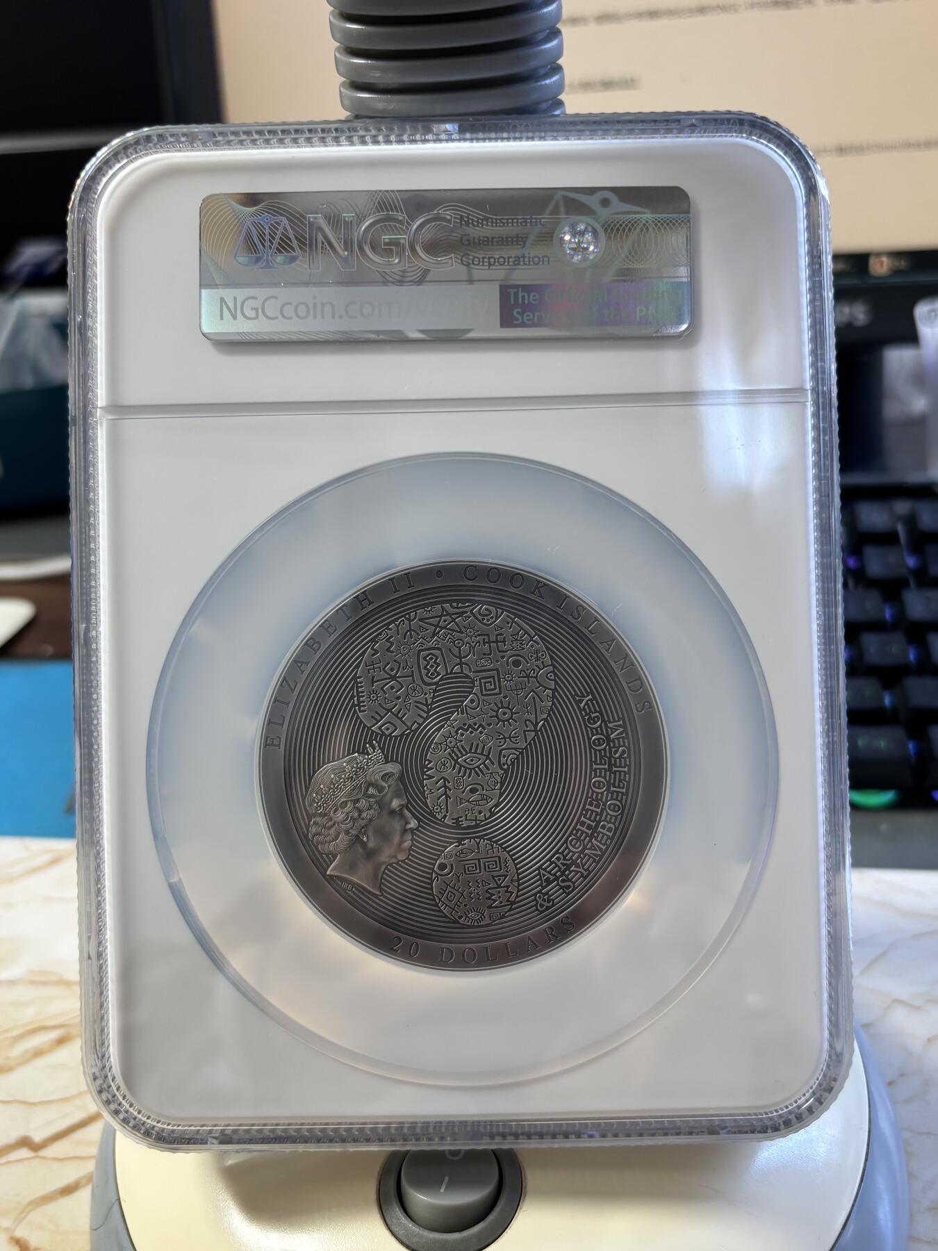 第182期拍卖 库克2020年考古学系列丹德拉神庙3盎司仿古银币NGC-MS70原盒证书，999银，发行333枚