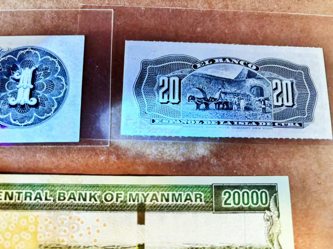 【Blue Auction】世界纸币精拍第753期——18级TOP拍卖/信誉/品质/专业/高效💫 【一组3张 含无47】古巴 早期 1896-1897年20分-1比索&缅甸 20000元 UNC-