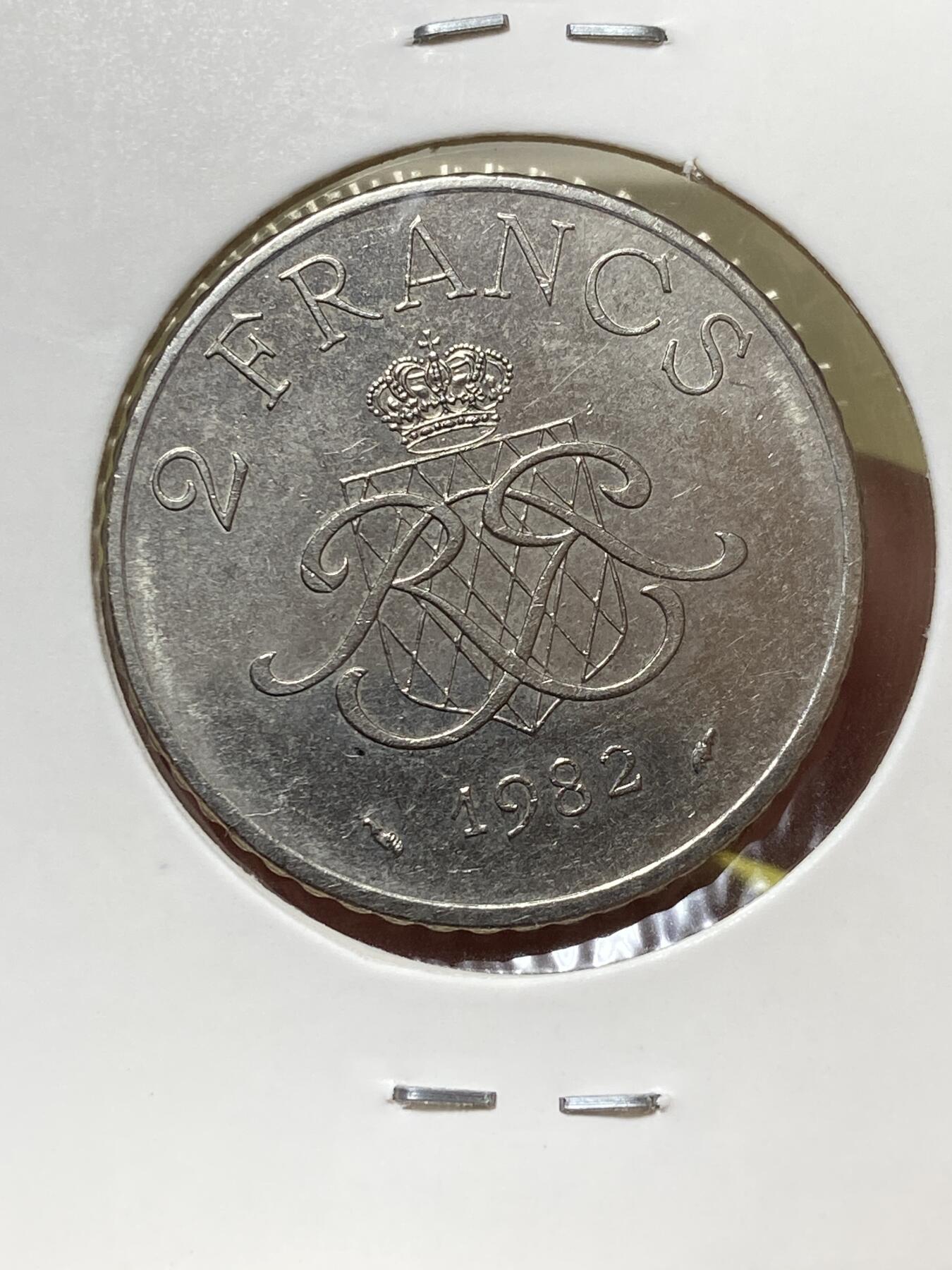 2025年第一百三十一场(总第一百五十七场）外国好品纸夹散币场(免佣金) 摩纳哥🇲🇨1982年2法郎(海豚标)