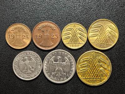 【德藏】世界币章拍卖第154期（拍品征集中~欢迎藏友联系） - 7枚一组 德国魏玛套币