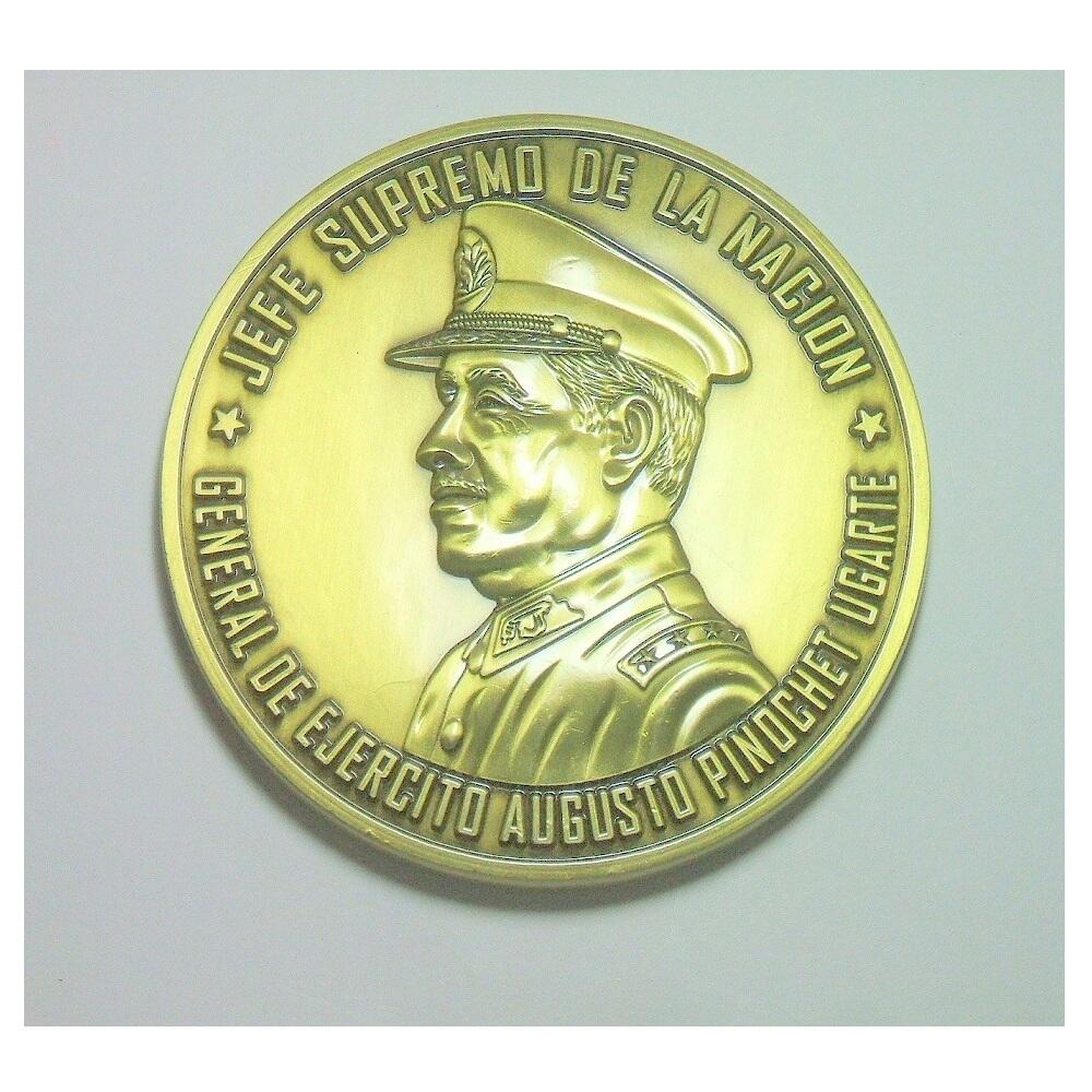 【艺术】智利艺术大章 独裁者总统皮诺切特+总统府 高浮雕精制超大铜章 70MM 102克