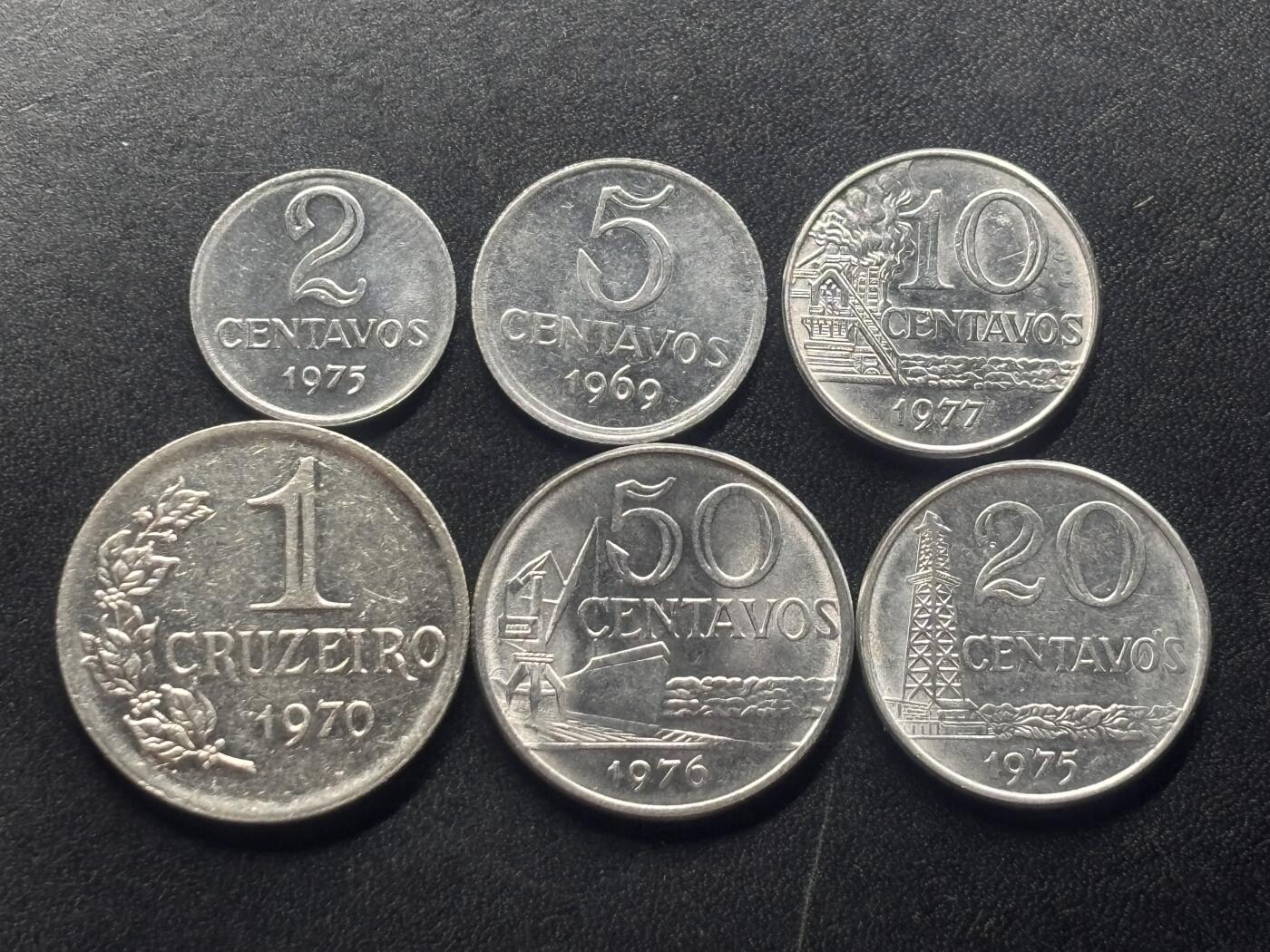 邮泉阁限时拍卖第三十六场 美洲硬币专场（硬币在国外。请付邮费6元。） 巴西1970年代6枚