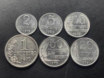 邮泉阁限时拍卖第三十六场 美洲硬币专场（硬币在国外。请付邮费6元。） - 巴西1970年代6枚