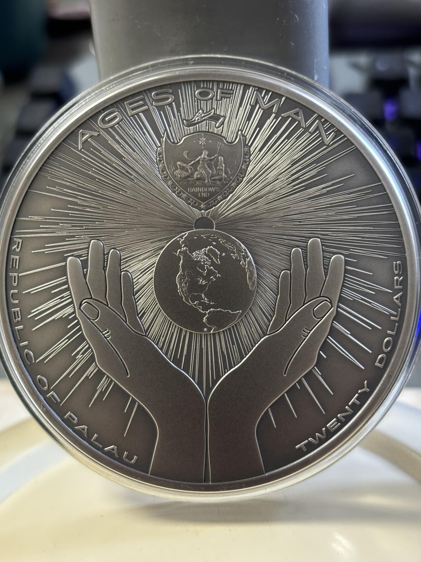 第182期拍卖 帕劳2021年人类创造世界系列1阿兹特克五太阳3盎司银币，999银，发行333枚