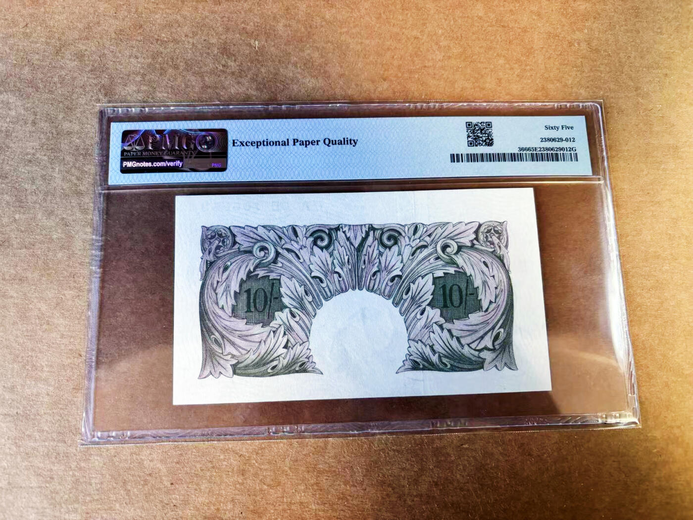 【Blue Auction】世界纸币精拍第753期——18级TOP拍卖/信誉/品质/专业/高效💫 英国 A序列 1940-48年10先令 紫色版 PMG65EPQ 