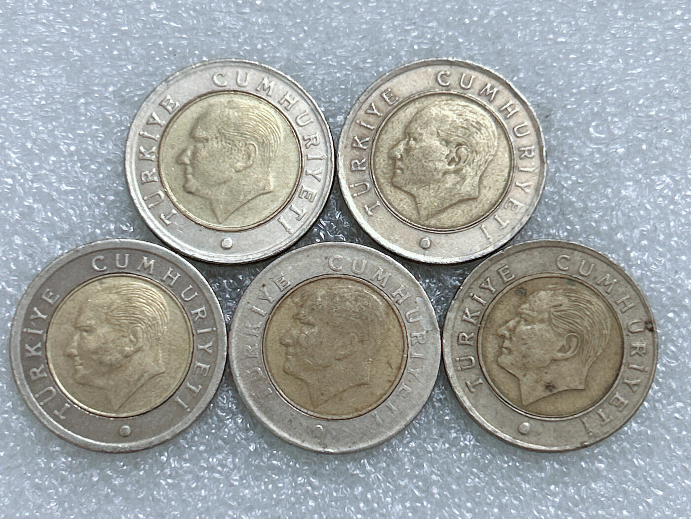 第一海外回流一元起拍收藏 散集专场  第270期 土耳其50库鲁双色币 5枚