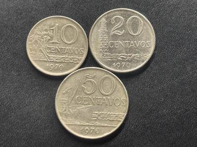 邮泉阁限时拍卖第三十六场 美洲硬币专场（硬币在国外。请付邮费6元。） - 巴西1970年3枚