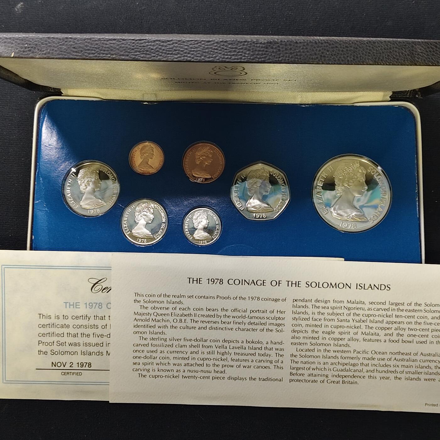 【全场包邮】纯粹捡漏拍479场（免费代拍第16场） 所罗门群岛1978年官方精制套币-盒证全