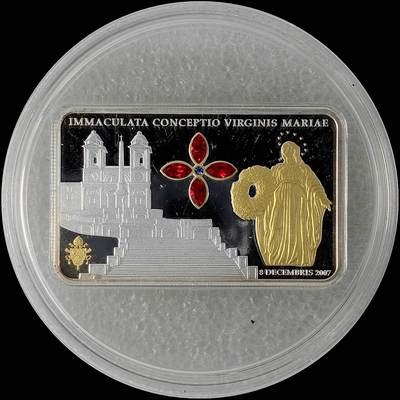 【雨安】【直播拍卖】【世界币章115期-裸币】2025-11-21 周五 19:30 保真 - [现代钱币] Cook Island 库克群岛 5元 2007年 童贞玛利亚 异形彩银镶嵌银币