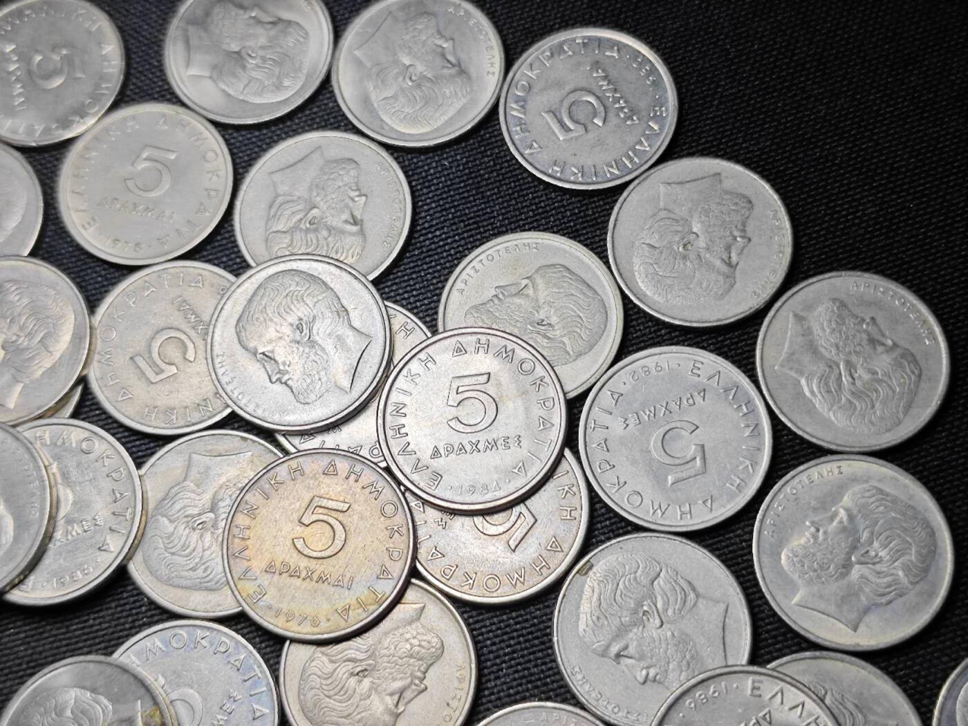 KK钱币收藏小铺 （套币 好品/批量散币 银币）专场  2月预留时间 周末发货  希腊5德拉克马一组100枚！