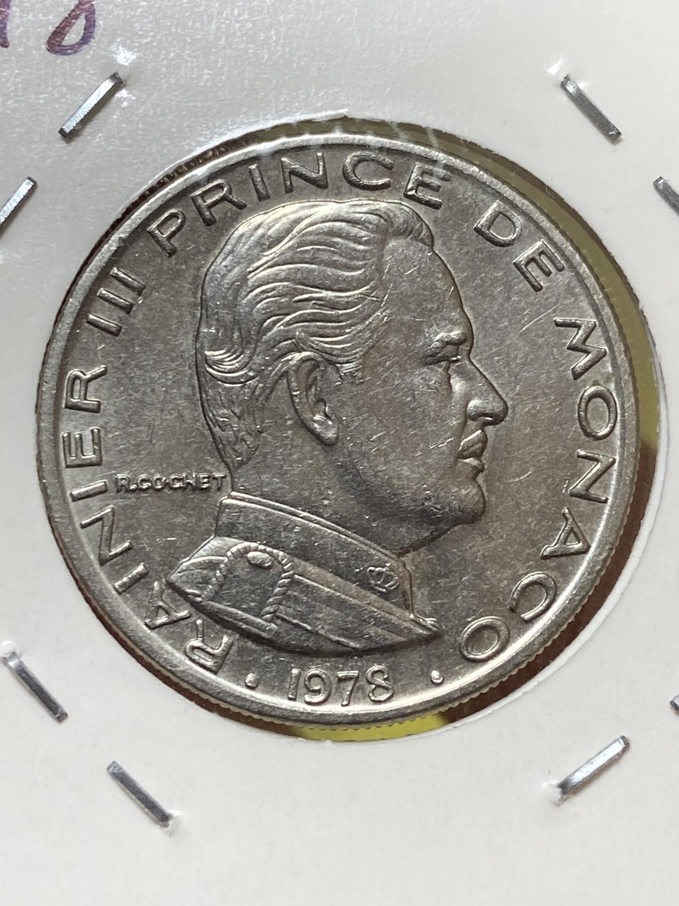 2025年第一百三十一场(总第一百五十七场）外国好品纸夹散币场(免佣金) 好品–摩纳哥🇲🇨1978年1法郎(海豚标)