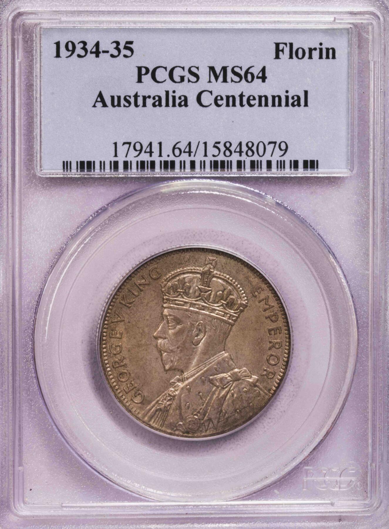 PCGS-MS64 1934澳大利亚墨尔本百年福林银币