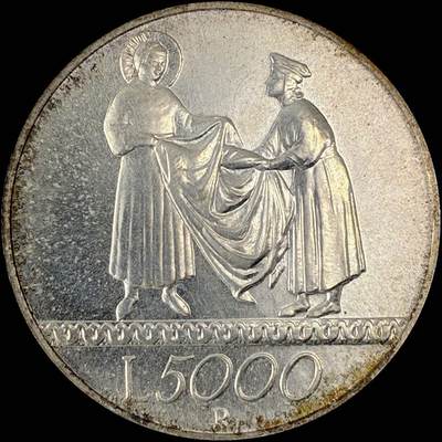 【雨安】【直播拍卖】【世界币章115期-裸币】2025-11-21 周五 19:30 保真 - [裸币各国] Italy 意大利 5000里拉 1999年