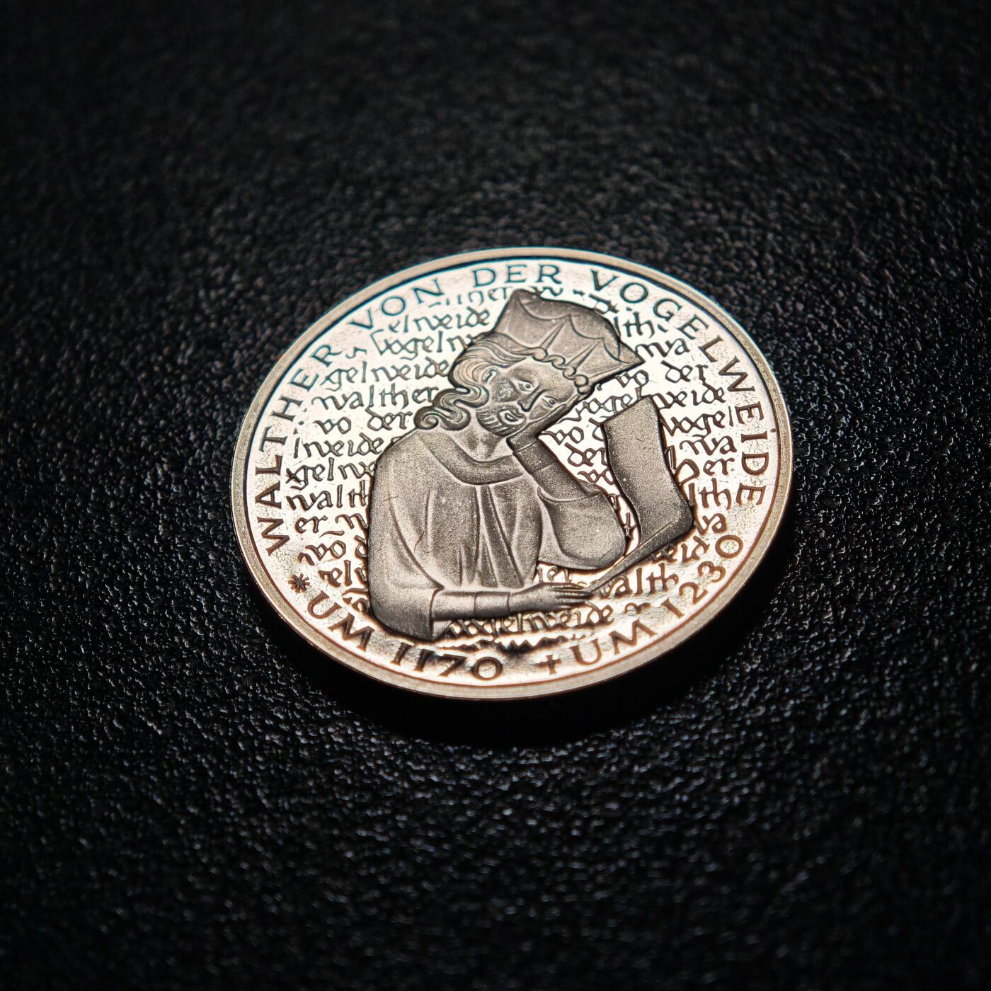 【德藏】世界币章拍卖第154期（拍品征集中~欢迎藏友联系） 1980年 德国诗人沃格尔魏德逝世750周年5马克纪念镍币 直径约：28.9mm；重约：10g