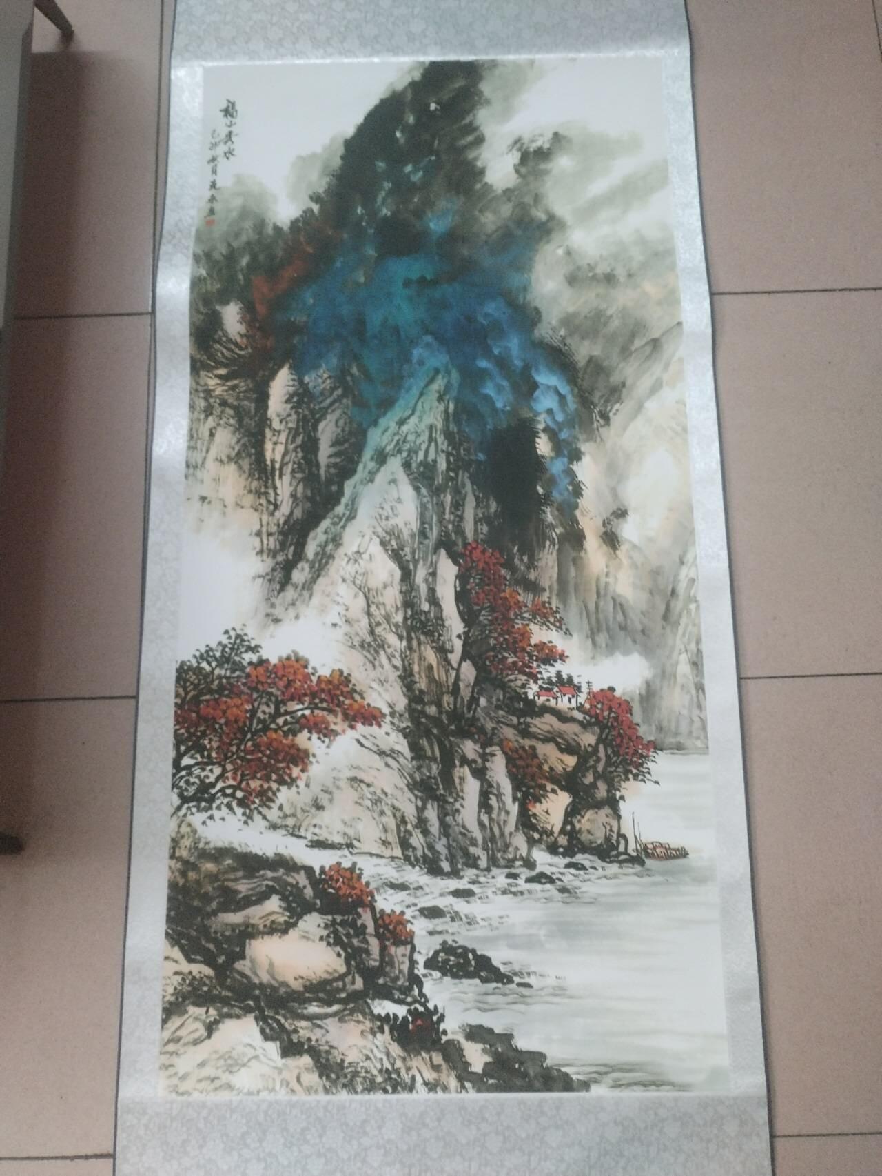 字画专场 陈克永老师手绘《福山秀水》。已装裱，170*72cm。