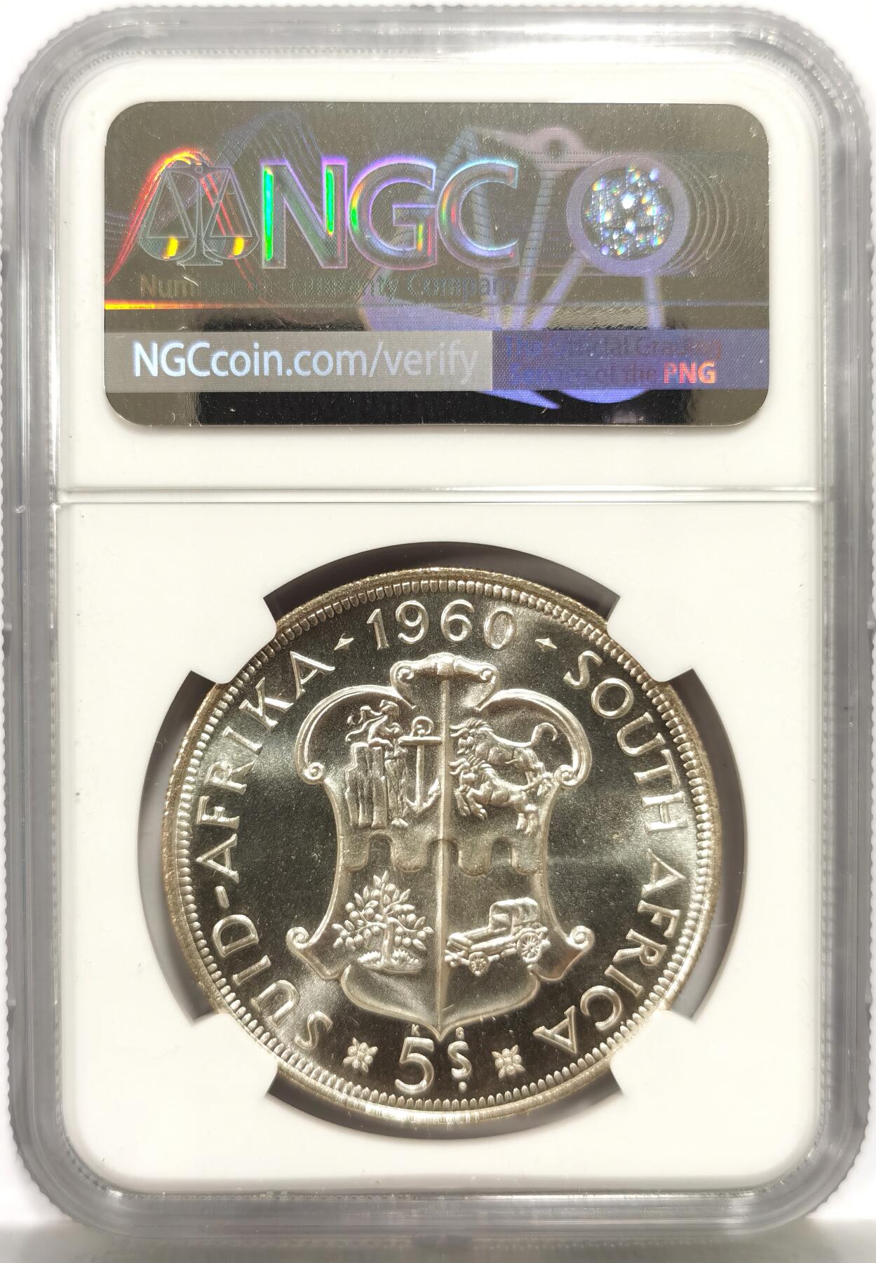 博洋堂世界钱币拍卖第147期（全场包邮） NGC PL66 英属南非1960年伊丽莎白二世5先令大银币 联邦成立50周年纪念 高分好品 低评