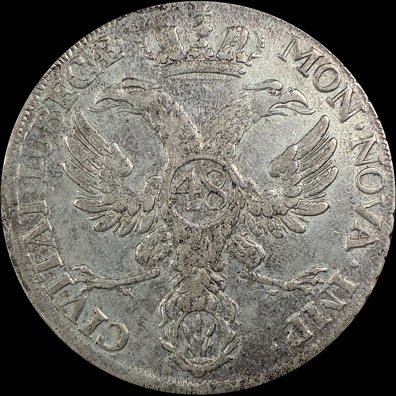 【雨安】【直播拍卖】【世界币章115期-裸币】2025-11-21 周五 19:30 保真 [裸币德国] Germany 德国 德意志 Lubeck吕贝克 48先令 1752年