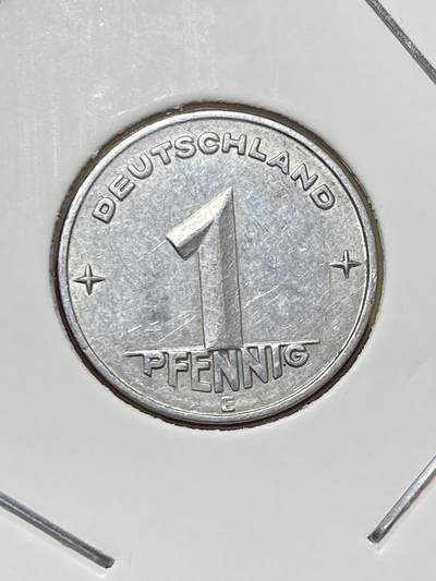 2025年第一百三十一场(总第一百五十七场）外国好品纸夹散币场(免佣金) - 少见版本厂标–民主德国1953年1芬尼(E标，穆尔登许滕造)