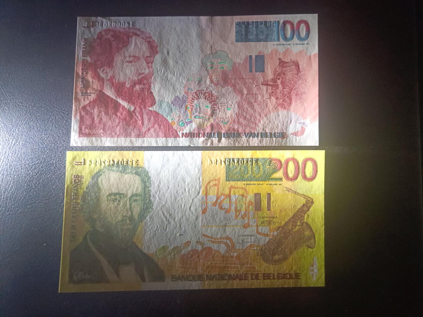 2025十一月第五期，总第203期 【地】比利时套钞批量两张UNC，剧作家詹姆斯.恩索尔和萨克斯管发明者