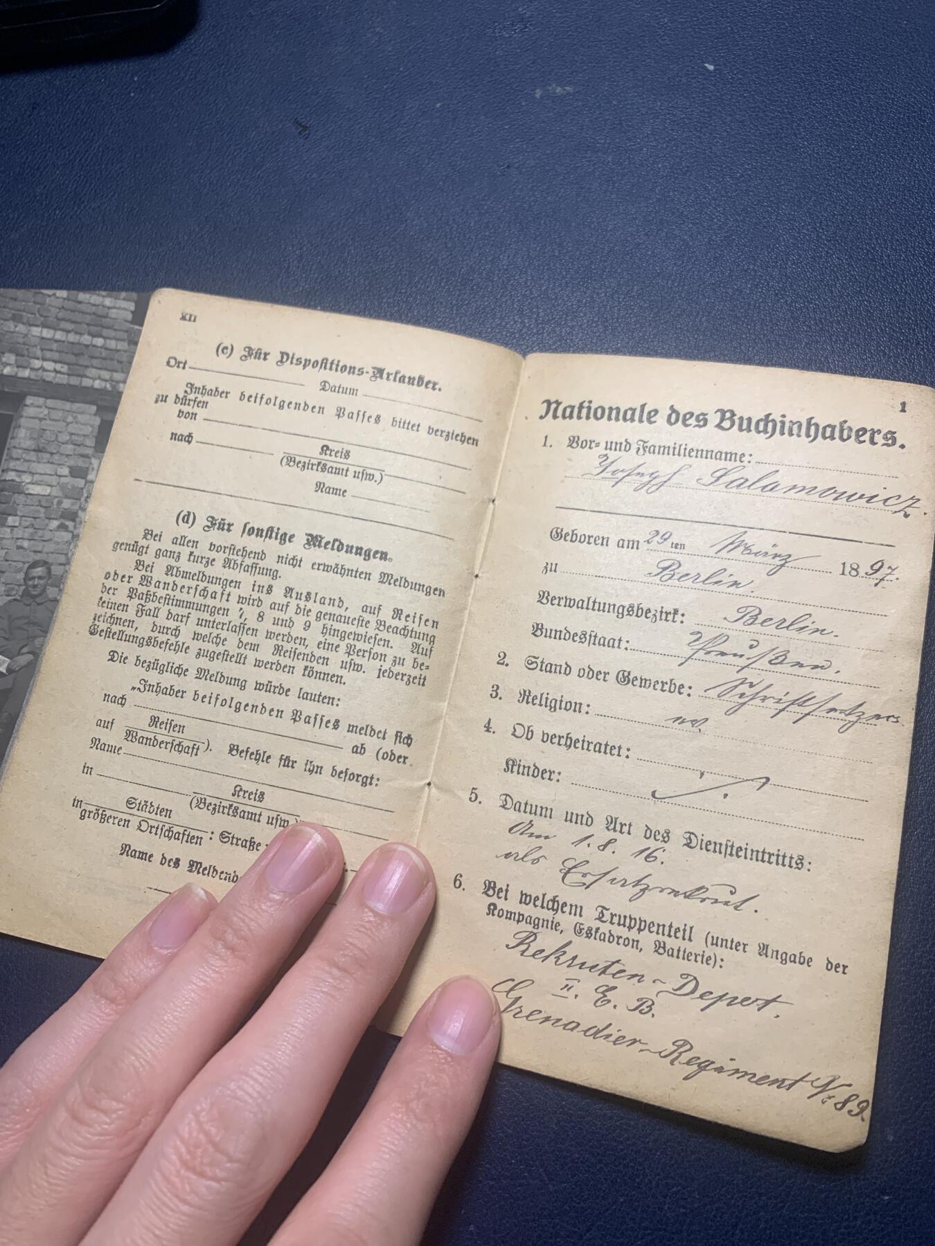 11月23日一战德章小拍场 一战帝德士兵证和老相片，很有历史气息