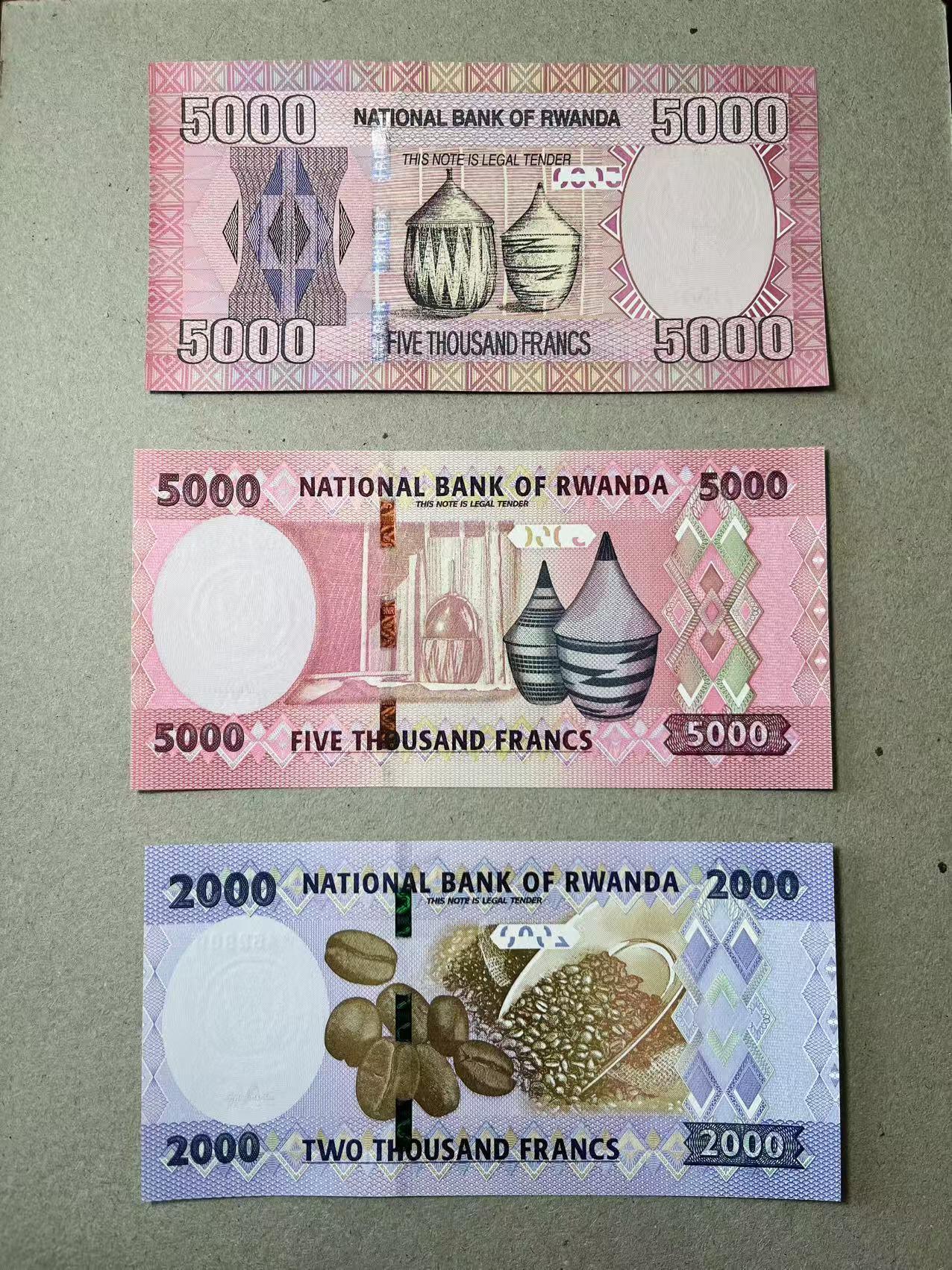 【礼羽收藏】🌏世界钱币拍卖第113期 卢旺达2014年5000法郎，2024年5000法郎，2000法郎，全新UNC