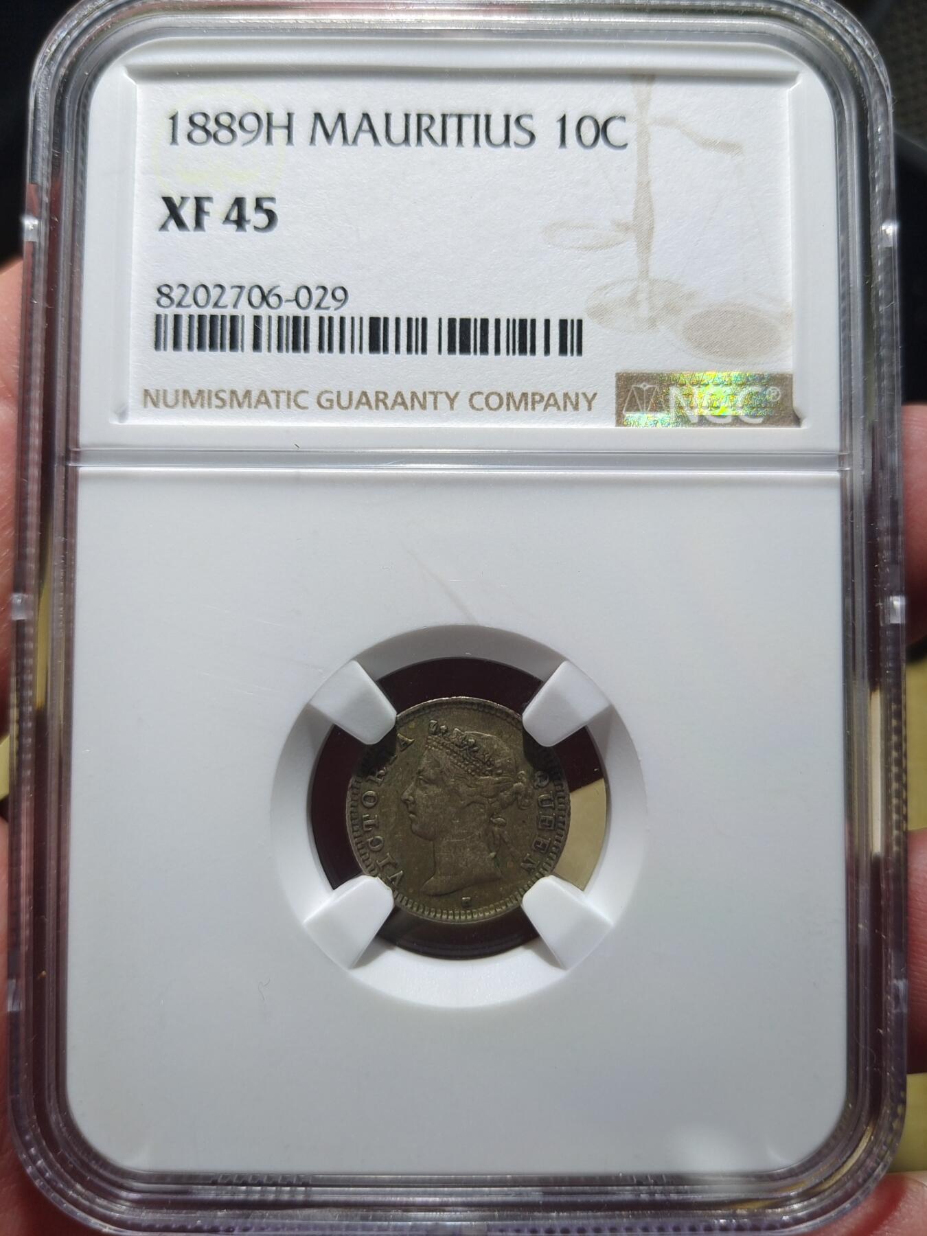 中外钱币第五场 NGC-XF45毛里求斯1889H版10分