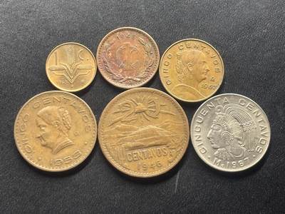 邮泉阁限时拍卖第三十六场 美洲硬币专场（硬币在国外。请付邮费6元。） - 墨西哥6枚