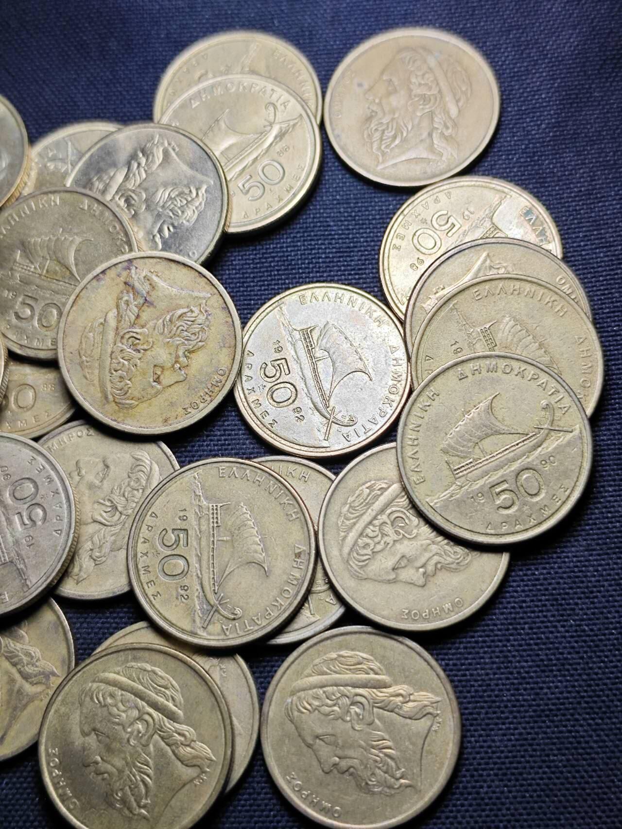 KK钱币收藏小铺 （套币 好品/批量散币 银币）专场  2月预留时间 周末发货  希腊50德拉克马一组34枚