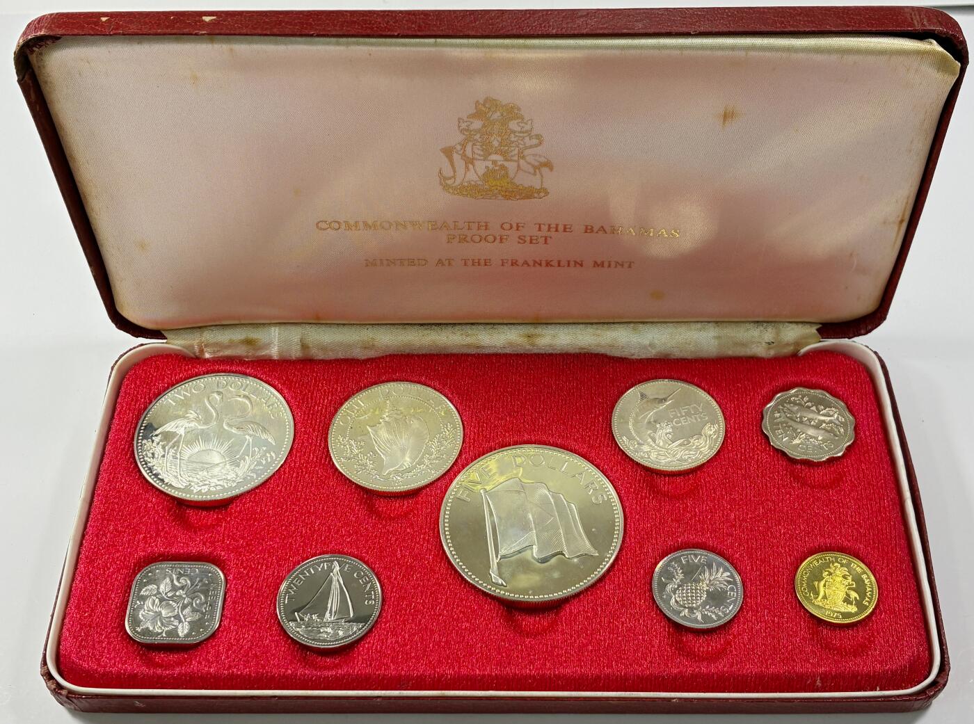 【雨安】【直播拍卖】【世界币章115期-裸币】2025-11-21 周五 19:30 保真 [现代套币] Bahamas 巴哈马 套币 精制套币 1974年 含纯银约90克