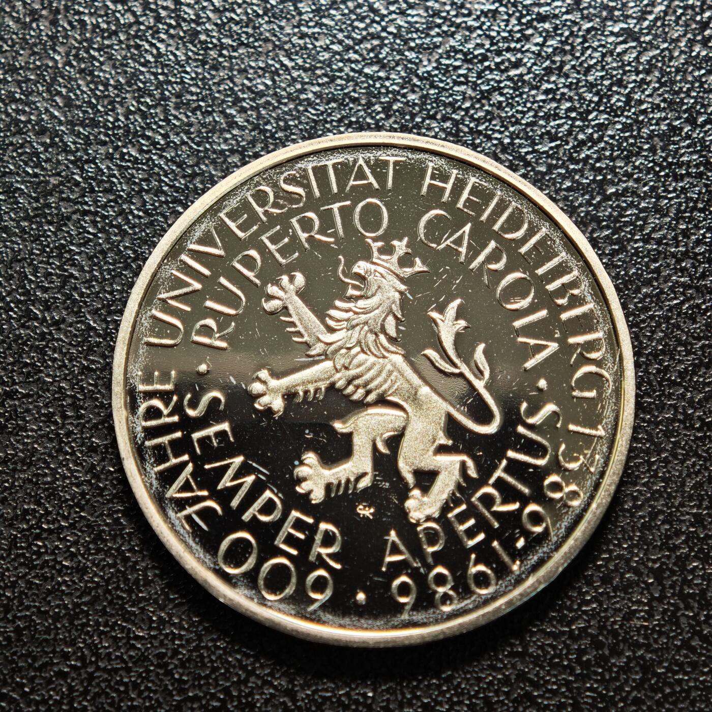 【德藏】世界币章拍卖第154期（拍品征集中~欢迎藏友联系） 1986年 德国海德堡大学成立600周年5马克纪念镍币 直径约：28.9mm；重约：10g