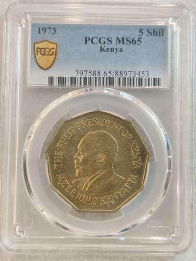 G&W世界散币，银币处理专场（第37场） - PCGS-MS65  肯尼亚1973年5先令