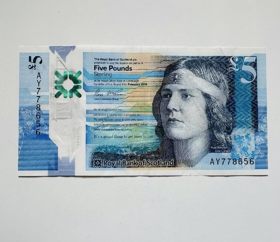 【礼羽收藏】🌏世界钱币拍卖第113期 【AY778656】2016年苏格兰皇家银行5镑塑料钞女诗人薛帕德  非全新