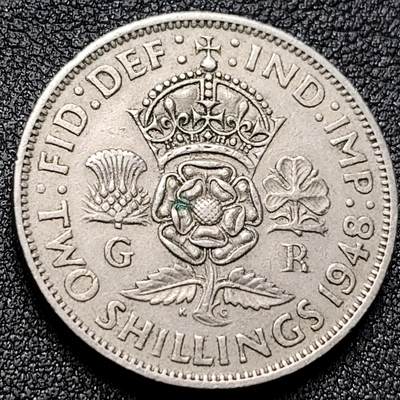 泉币菌-第134场-精品福利场 - 28.5mm英国2先令 乔治六世硬币1948年 镍币 