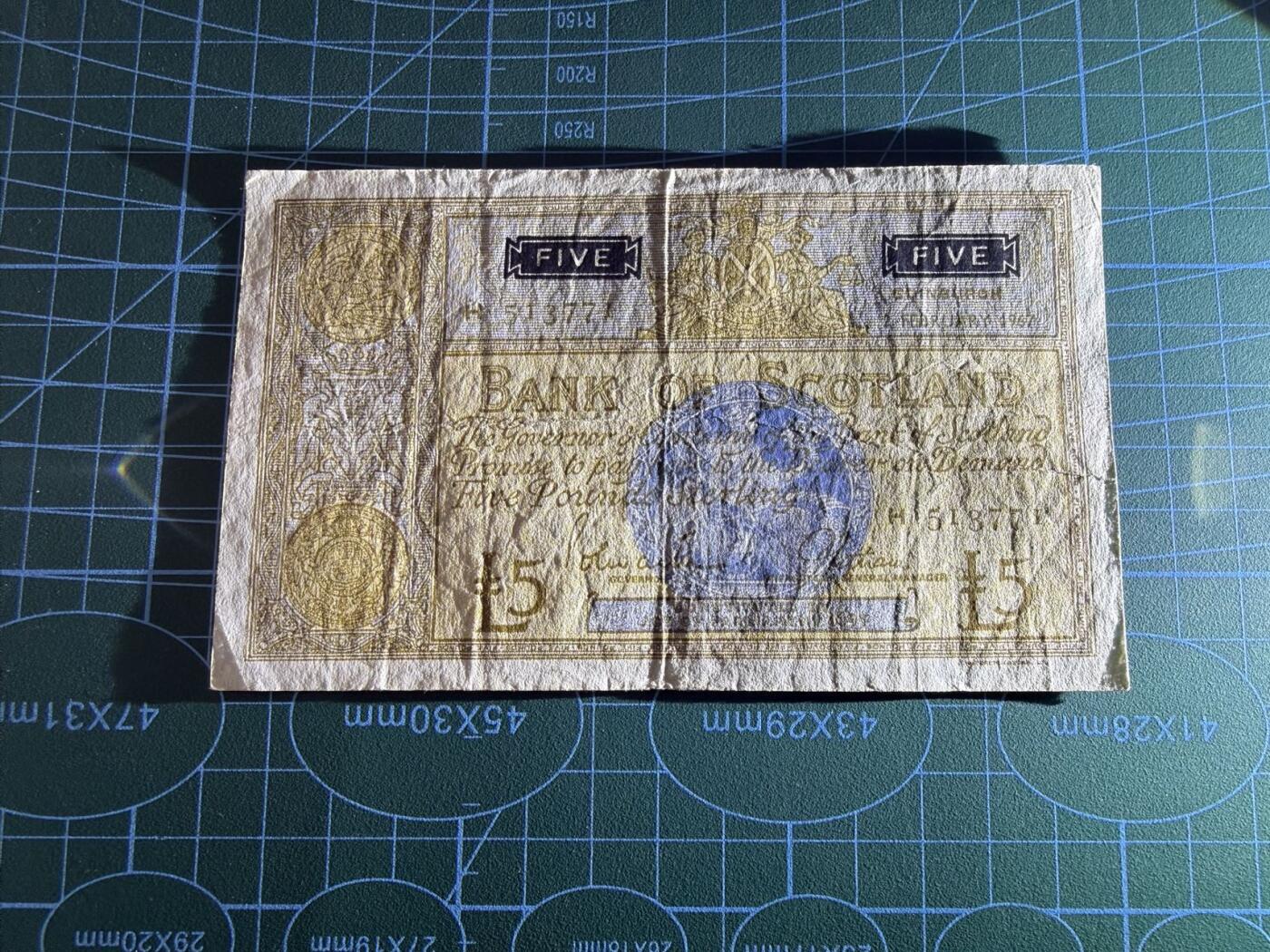【炜奕收藏】，第五十一期 1967年苏格兰银行5镑，品相如图