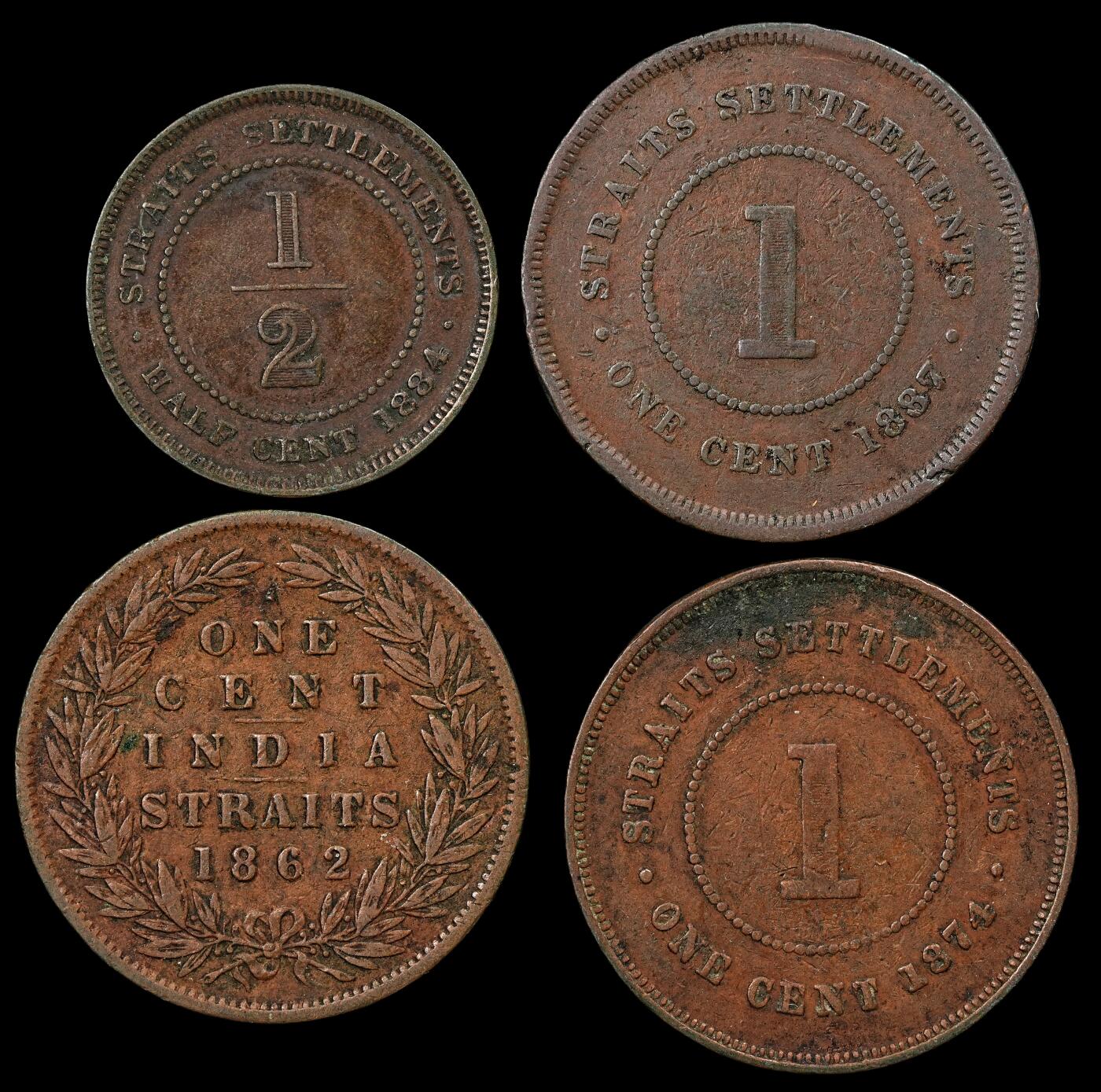 修遠堂世界钱币第九十四期 海峡旧铜币4枚