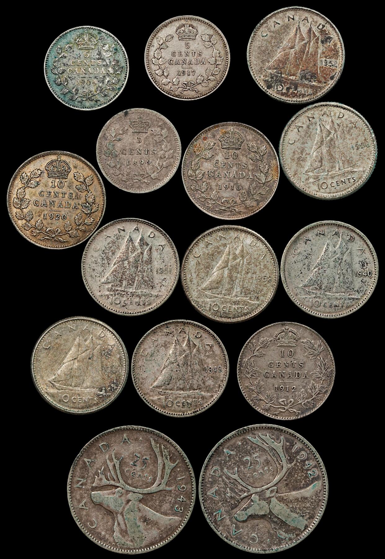 修遠堂世界钱币第九十四期 加拿大旧银币一组 38.18g，含银80%