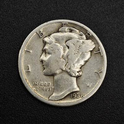 【淘币小摊】实时拍第八百零三拍   散币套币场   满百包邮可预留二周 每周一统一发货   - 美国1938年小飞人10分银币