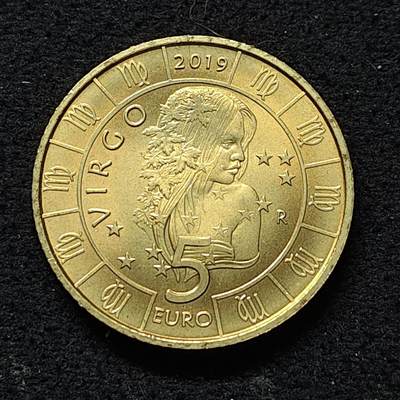 【全场包邮】纯粹捡漏拍480场（免费代拍第17场） - 圣马力诺2019年5欧元十二星座处女座纪念币