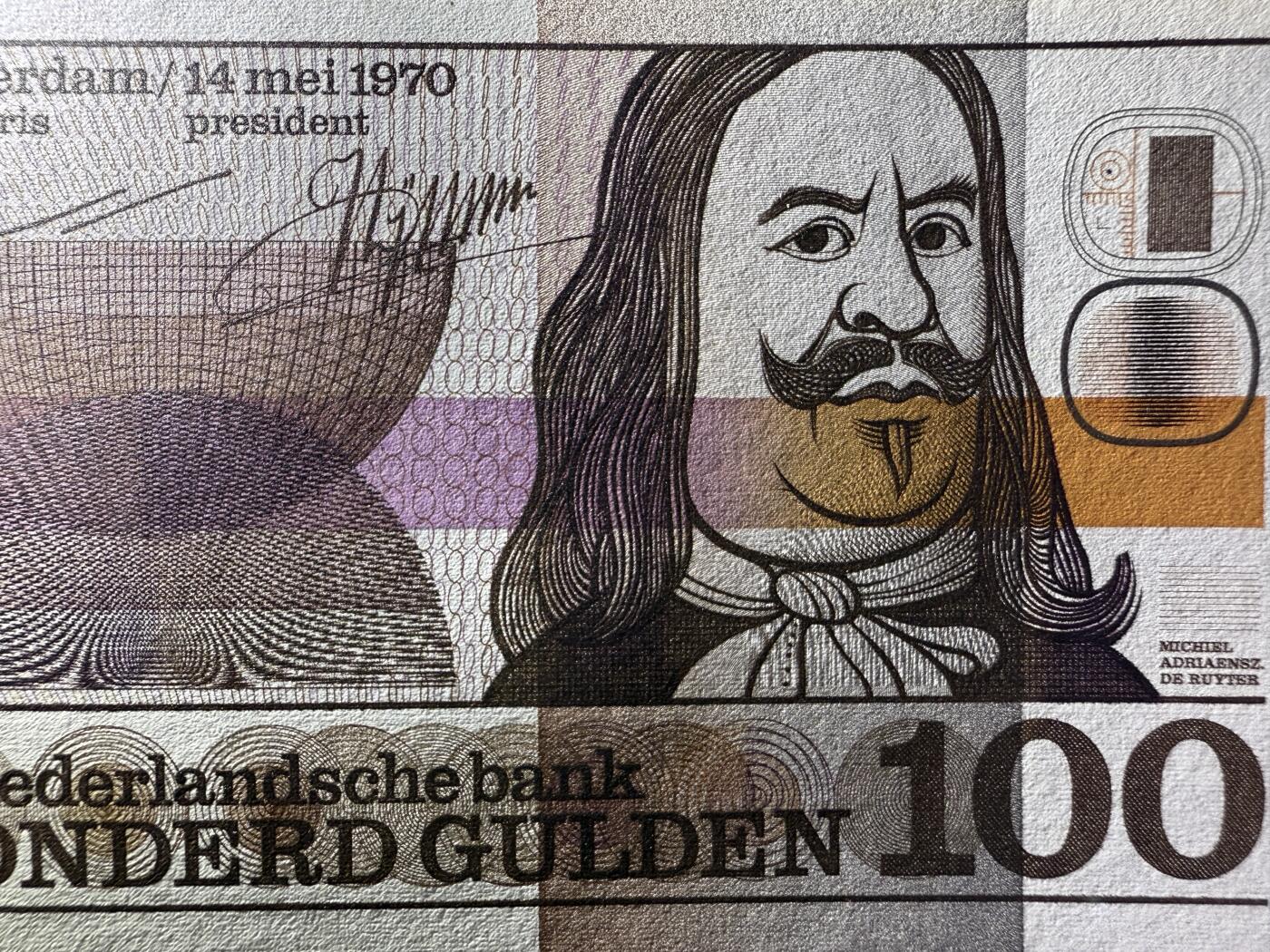 《艾美收藏》第221期-11.23周日黄金场精品荟萃 荷兰100盾 AU 人像版海军上将 有一道不明显的暗折