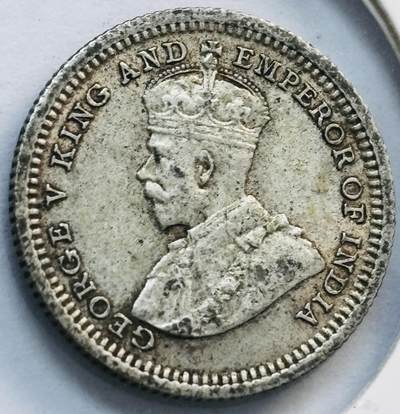 文馨钱币收藏第 282 场，【 长期接收代拍品】，加拿大老铜代用币，银币，德三系列场 - 少见带光极美品 1935 年英属海峡殖民地乔治五世 5 分银币，第二版关门年 600 银