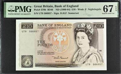 《艾美收藏》第221期-11.23周日黄金场精品荟萃 - 英国10镑 PMG67E D序列 无4