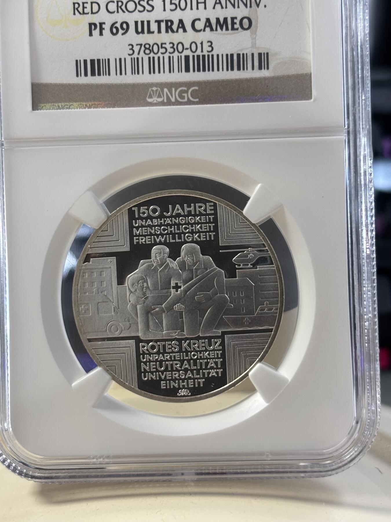 第182期拍卖 德国2013年红十字会成立150周年10欧元纪念银币NGC-PF69,16克,625银