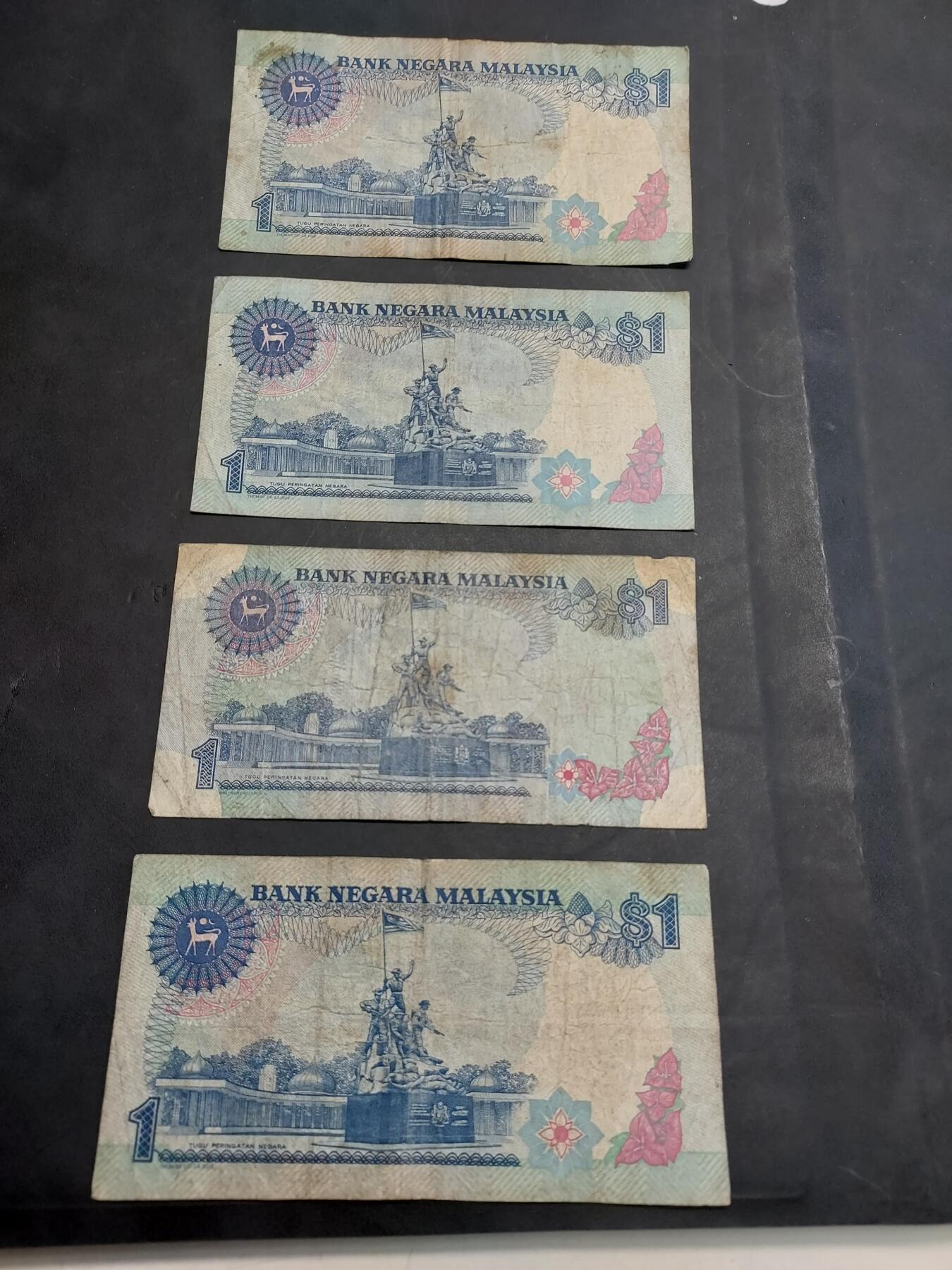 博彦收藏   11月24日 8点 钱币专场 马来西亚 1元4张 流通品