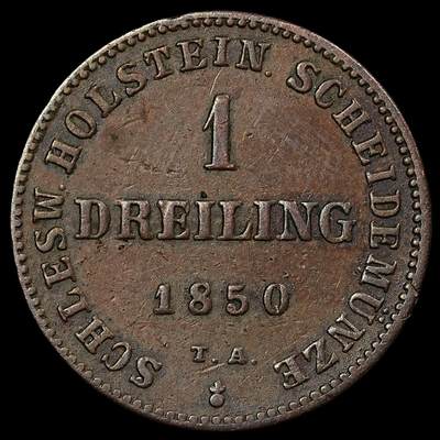 修遠堂世界钱币第九十四期 - 1850年石勒苏益格-荷尔斯泰因1 SECHSLING铜币