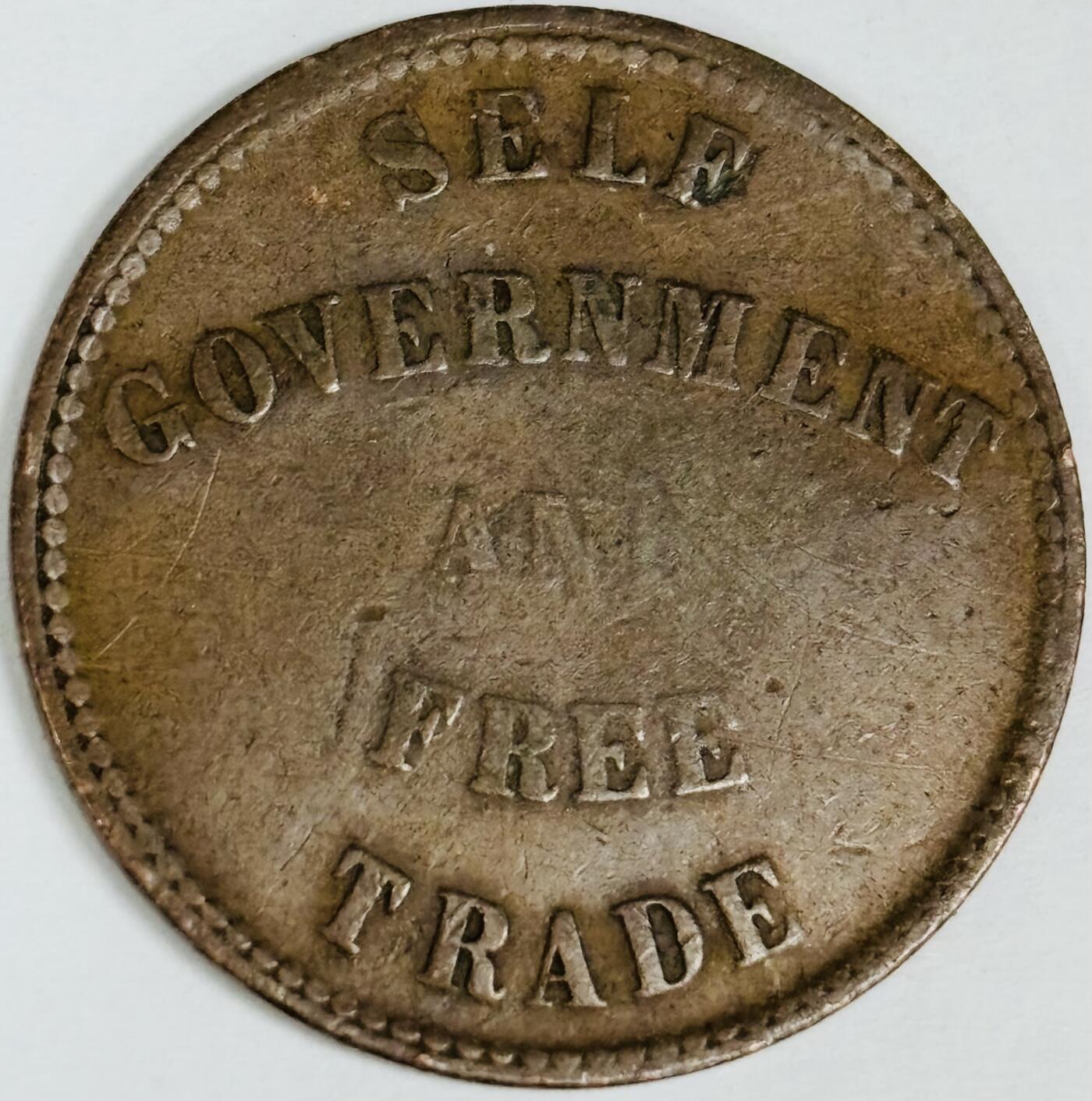 文馨钱币收藏第 282 场，【 长期接收代拍品】，加拿大老铜代用币，银币，德三系列场 罕见 爱德华王子岛1857年自治政府自由贸易一分铜币