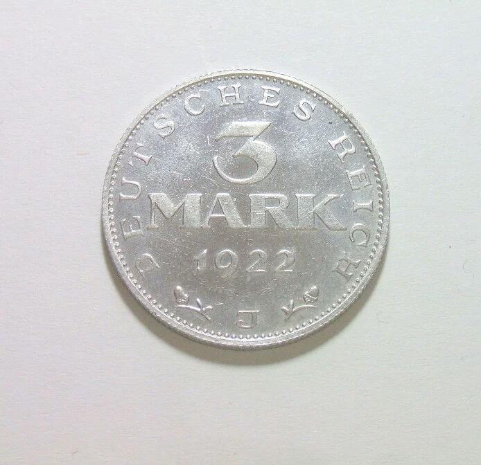 德国魏玛1922年J版3马克 稀少精制PROOF版